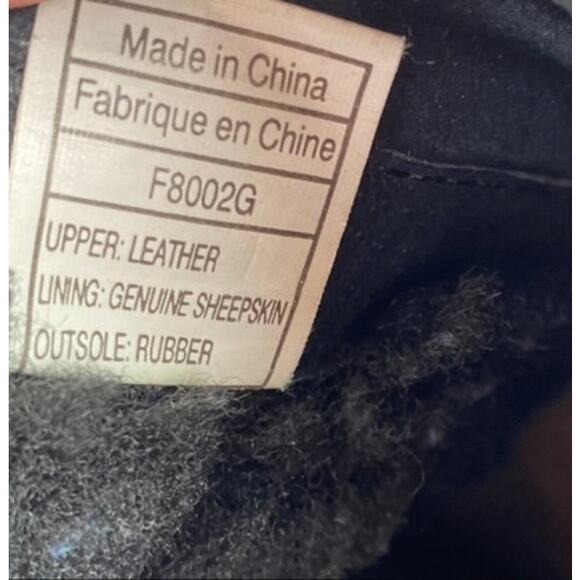 VTG UGG Australia Y2K 90s Leather Fur Boots Women 9 Black Chunky Platform Goth - Picture 11 of 11